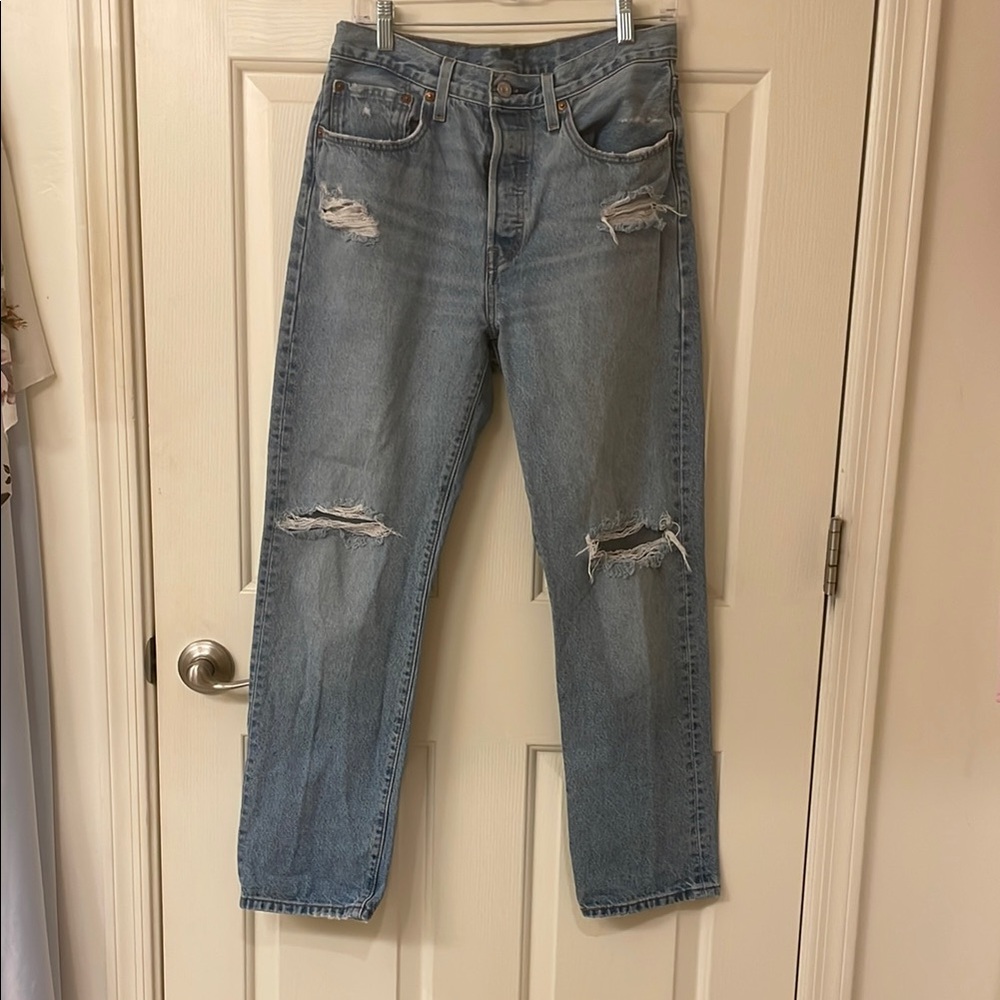 Levi's Blue Straight-Leg Distressed Jeans 30x30